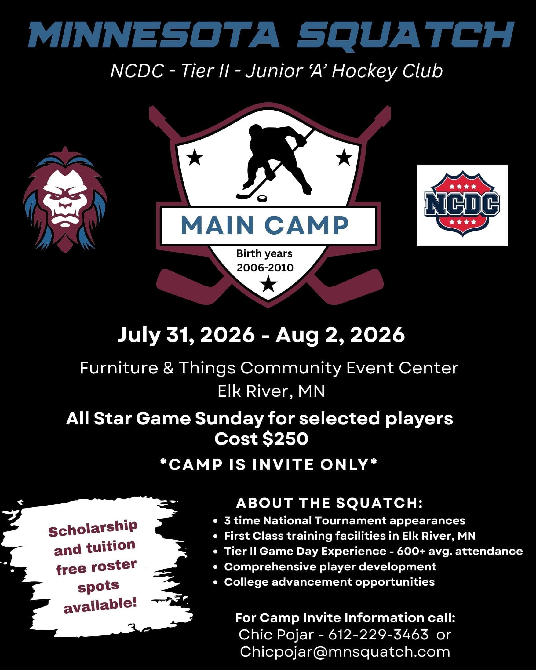 MN Squatch Main Camp Flyer